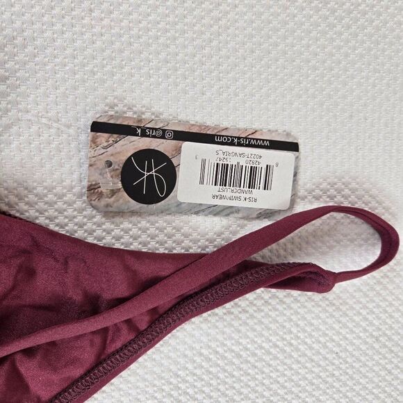 New Ris-k Maroon Red Swim Triangle Bikini Top Womens S Made In USA - Picture 5 of 5